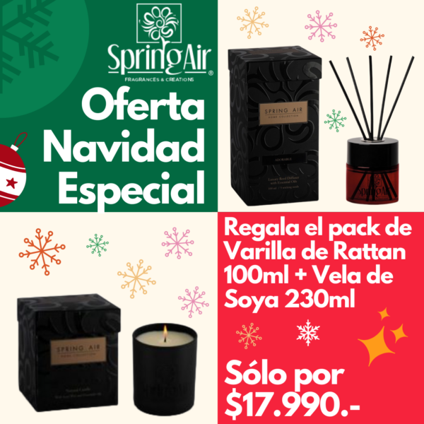 OFERTA NAVIDAD Pack 1 Varilla de Rattan 100ml + 1 Vela de Soya 230ml